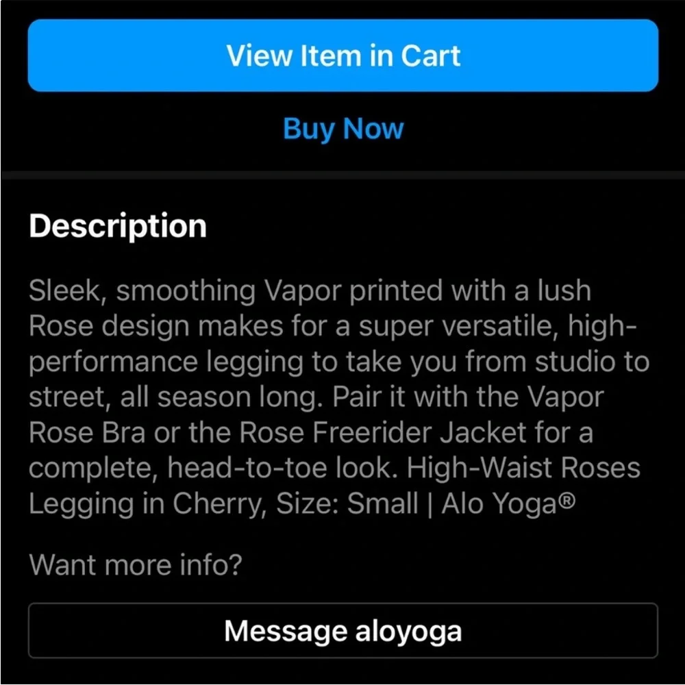 2 PIECE Alo Yoga VAPOR ROSES BRA & HIGH-WAIST ROSES LEGGING set in Cherry